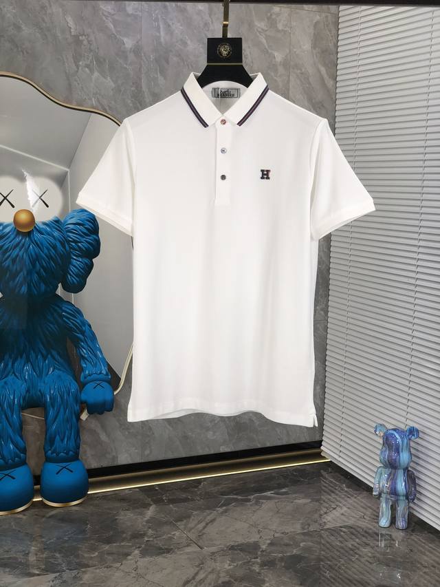 爱马仕。2025Ss春夏新品 翻领短袖Polo衫。 客供进口100%珠地棉面料，甄选上等长绒棉花原料，面料属性皆为上乘，网眼结构细腻自然，经过水洗后，M肌理变得