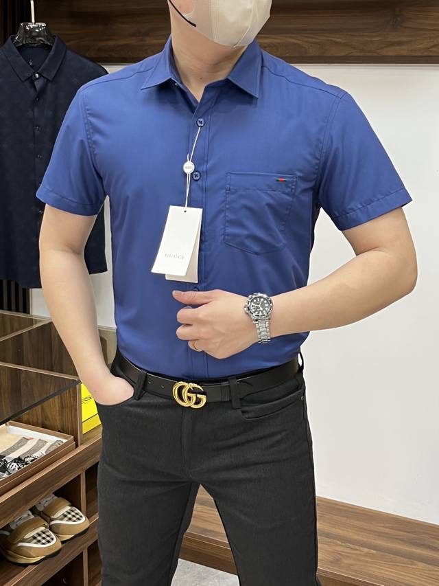 Gucci 古琦- 2540Ss专柜时尚大爆款衬衫，休闲时尚外穿 内搭必备款，舒适好看上身可见 定制进口高端丝光面料，面料手感细腻，贴身舒适不扎肉，穿着时尚有型