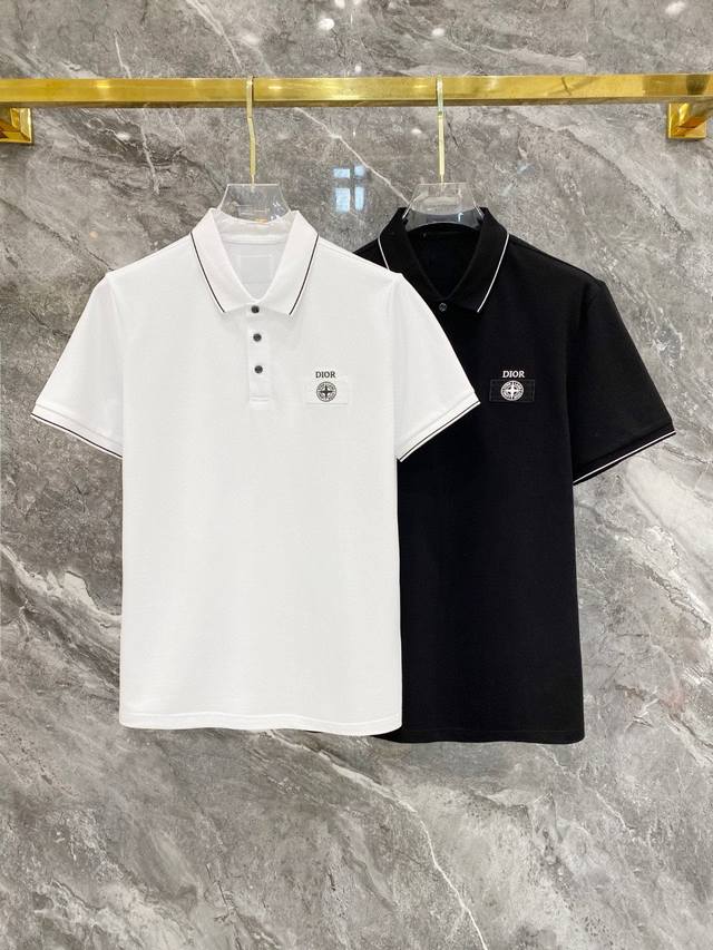 Dior迪家 2025春夏专柜最新款顶级细珠地丝光短袖Polo衫翻领T恤 高端订制 设计前卫！重工艺设计 高端订制面料.手感柔软.穿着舒适.专柜级别精致车线.做