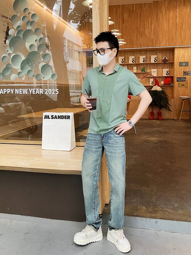 迪奥 春夏新款Polo 码数：M-3Xl 颜色：黑 绿色