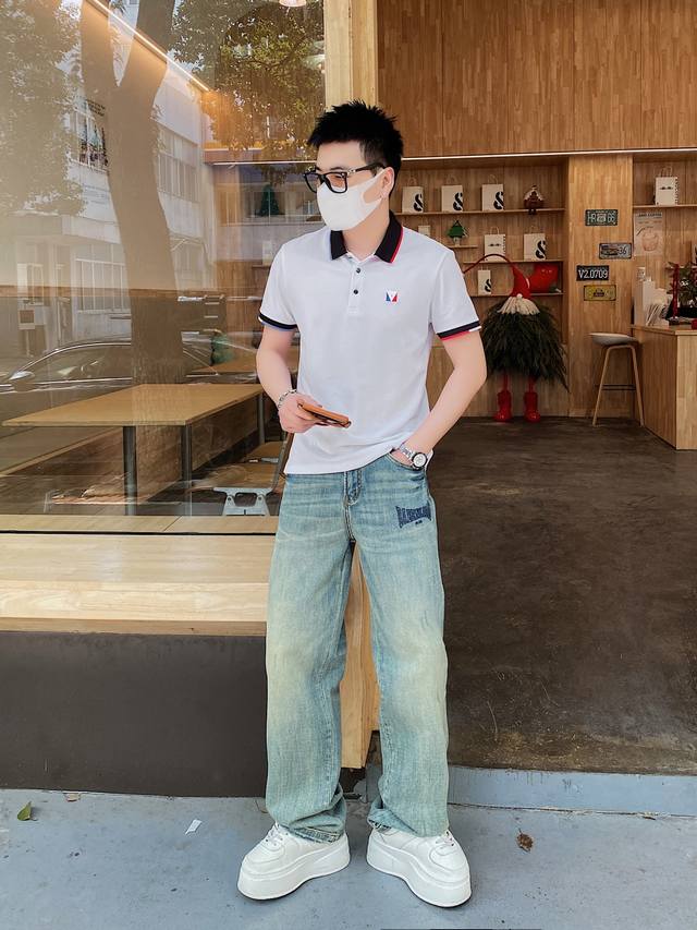 Lv 春夏新款Polo 码数：M-3Xl 颜色：黑 白