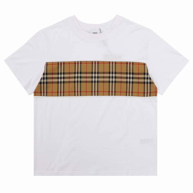 Burberry 巴宝莉 格纹拼接圆领短袖 Size：S-Xl