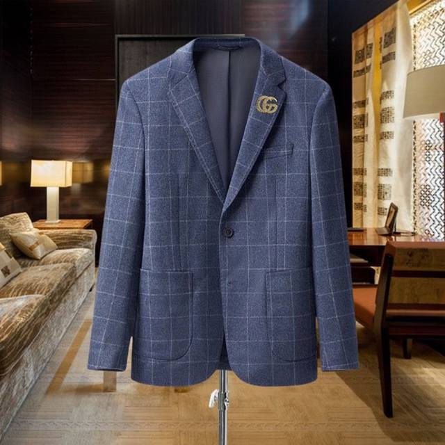 高端产品 100%羊毛面料 古奇 Gucci 100%羊毛面料 秋冬新品西装西服 舒适羊毛面料 ！特彰显气质的休闲便西 单西高级时装款#进口特定羊毛面料高颜值且