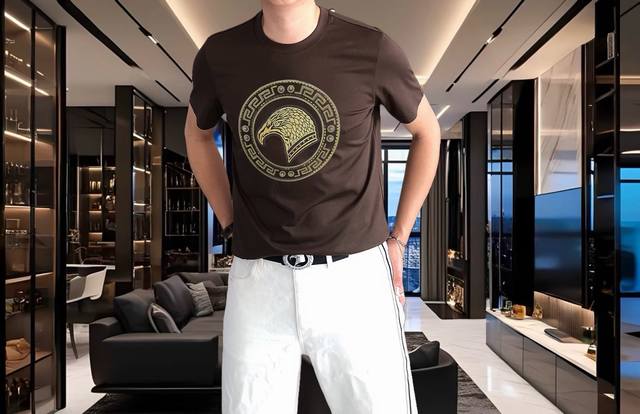 Stefano Ricci 史帝芬 2025春夏新品爆款 顶级走秀网红款定制 春夏原单时尚休闲短袖T恤。 25Ss春夏潮人网红必备单品，精选进口双丝光棉面料，舒