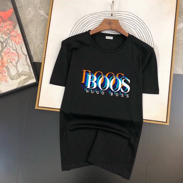 直 品牌 Boss 胖子福音 原单男士休闲短袖T恤，2025春夏新品，定制胸前顶级Logo 工艺、搭配整件细节 品质及剪裁设计都堪称一流，定制进口丝光棉面料！型