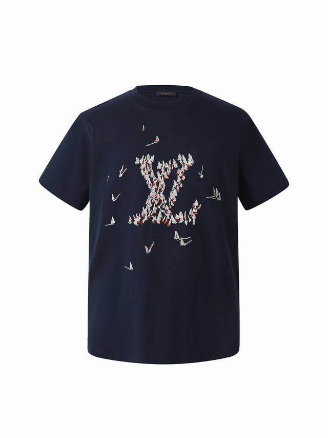 Louis Vuitton25Ss刺绣棉质T恤 正品11100购入 15支单纱紧密塞络纺230克 1*1索罗纳罗纹 进口刺绣 布匹酵洗 定制1：1商标 合身版型