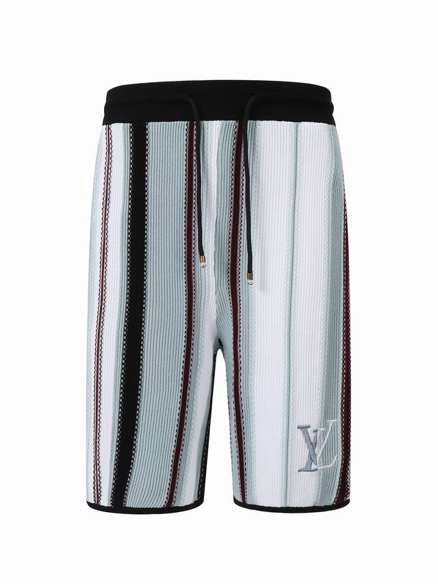 Louis Vuitton25Ss条纹钩针短裤 正品13100购入 定染32支双股精梳棉纱 采用进口德国 Stoll 7针织机 定染纱线 毛料提花 进口刺绣 毛