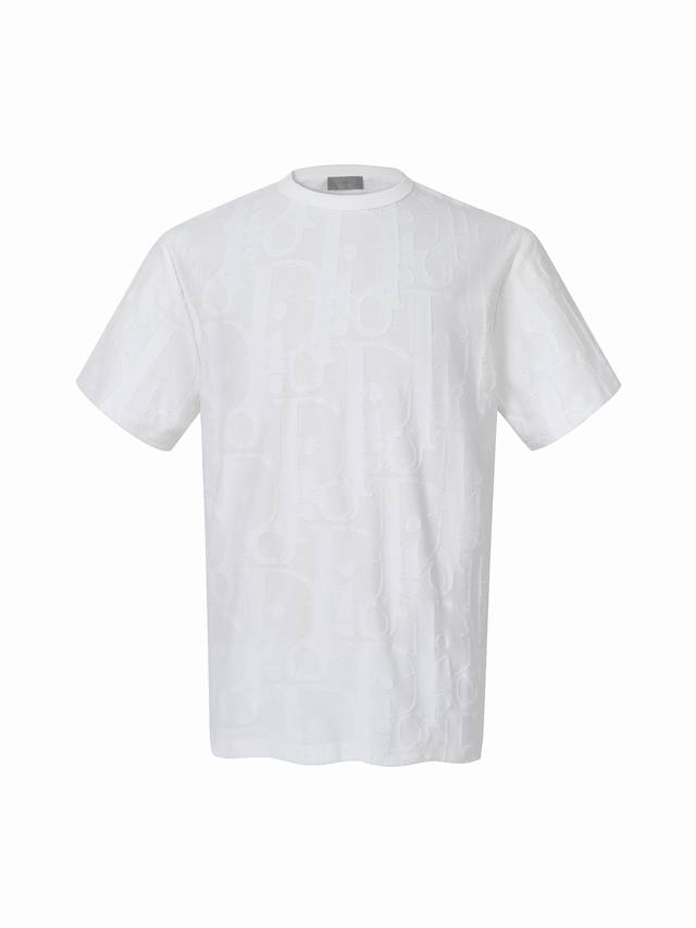 Dior 25Ss满身提花Logo宽松T恤 正品9100购入 定制Dior100%精梳棉提面料240克 配套1*1拉架罗纹 提花面料 面料酵洗 定制1：1商标