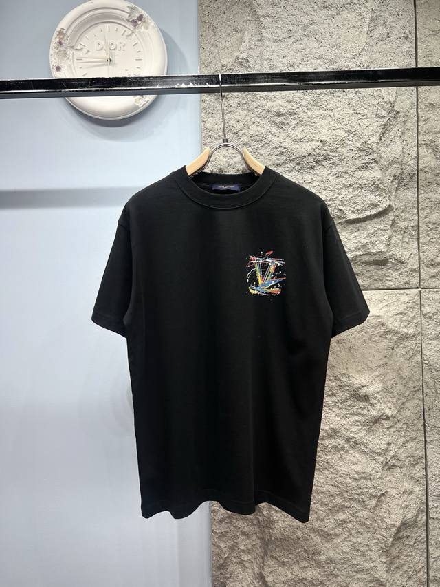 Louis Vuitton*路易威登 手绘涂鸦短袖T恤 *采用300克全棉面料，面料经过洗水处理，手感更加舒适.亲肤透气不起球！定制对色螺纹简约经典版型设计，整