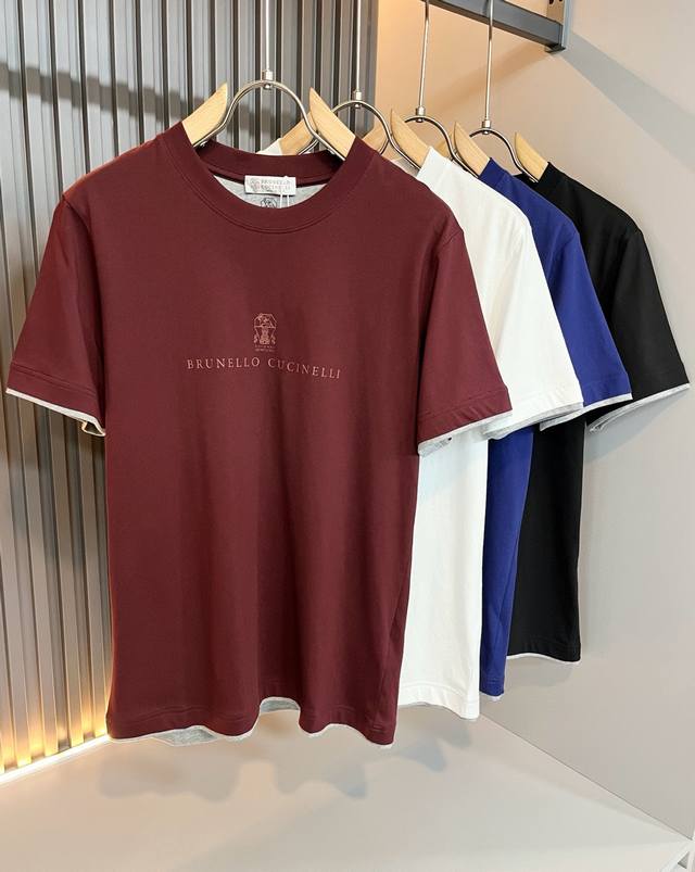 Bc-Brunello Cucineli 2025春夏新款男士短袖打底，众多明星都爱穿的时尚百搭单品！胸前Logo印花超级好看,喜欢经典简约的朋友,一定不能错过