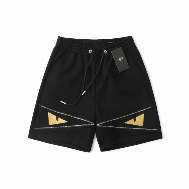 Fendi 芬迪小怪兽眼睛拉链短裤五分裤 男女同款 -面料使用380克纯棉面料，吸汗透气性非常好，在整个市场看看谁家用过这么好的面料！ -原版购入开模定制，三标