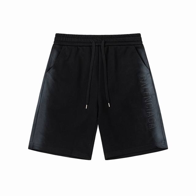 Balenciaga 巴黎世家 2025新款 刺绣字母Logo 侧边 喷墨工艺 男女日常通勤穿搭必备 休闲短裤 定制毛圈面料 进口田岛机刺绣工艺 松紧+抽绳可调
