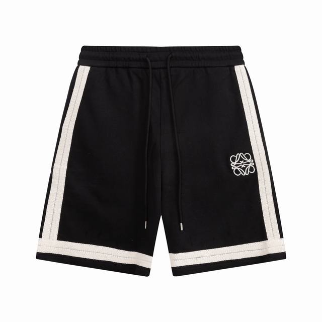 Loewe 罗意威 2025新款 男女日常通勤 穿搭必备 撞色织带拼接 口袋刺绣Logo 休闲短裤 定制380克毛圈面料 进口田岛机刺绣工艺 腰标吊牌洗水唛三标