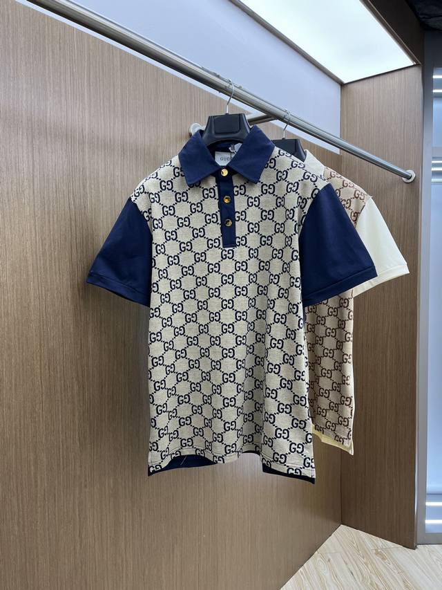 Guc春夏独家专供新款原单男士休闲Polo短袖 高端定制 高版本 时尚百搭爆款进口面料 手感超柔软细腻 穿着亲肤舒适 高端精品 代工厂P精细做工 Xd上身非常赞