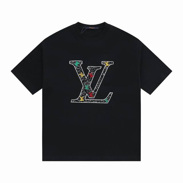 特价 ［280G独家版本］ Louis Vuitton 路易威登 2025春夏 彩色牙刷绣加挨针高密度刺绣圆领短袖 Louis Vuitton 2025Ss最新