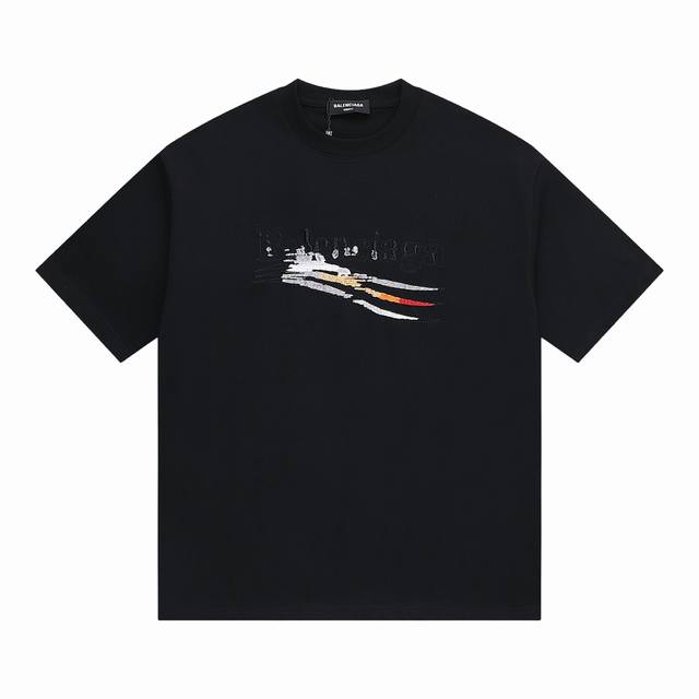 特价 ［280G独家版本］ Balenciaga 巴黎5春夏 渐变高密度挨针刺绣圆领短袖 2025Ss最新款短袖采用中国传统的渐变万针高密度挨针刺绣！ 此款新品