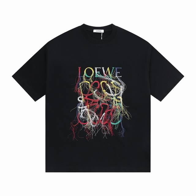 特价 ［280G独家版本］ Loewe 罗意威 2025春夏 手工长针布流须万针高密度刺绣圆领短袖 Loewe2025Ss最新款手工长针布流须刺绣！ 前幅彩色手