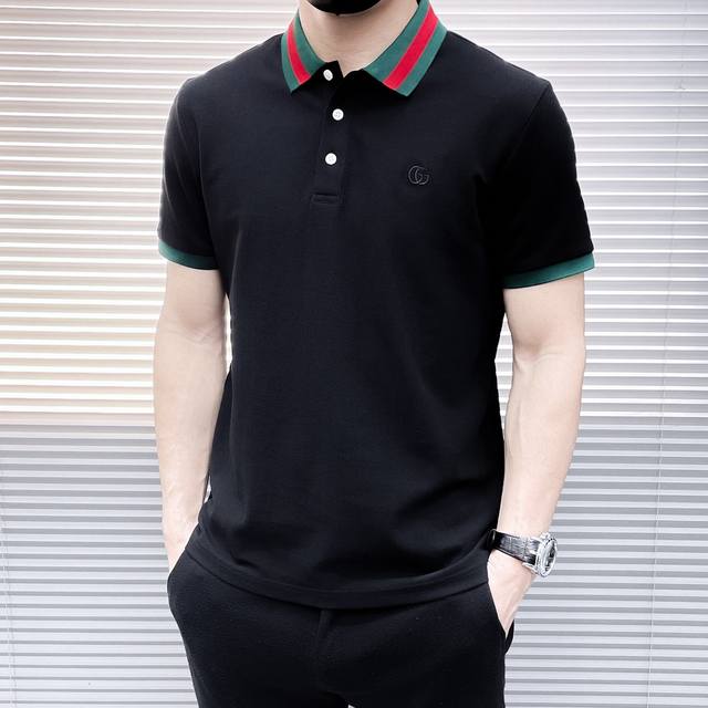 新品上市 古驰 Ss夏季新款字母Logo男士翻领Polo衫！经典商务男款，高端男装的天花板级别的商务男款！简约时尚大气不失优雅，单穿内搭体面过人，品质控 细节控