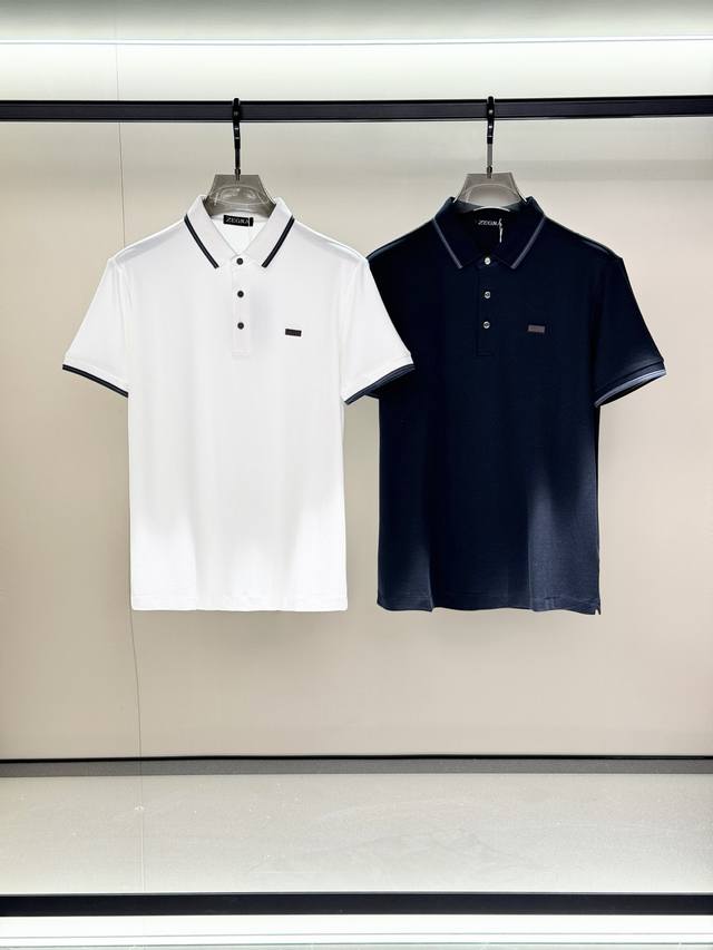 Zegna 杰尼亚，2025夏季最新款，专柜同步有售，原单狠货，时尚休闲圆领短袖T恤，上身很有特点！吸睛而有亮点，进口原版面料，顶级刺绣工艺字母图案装饰Logo