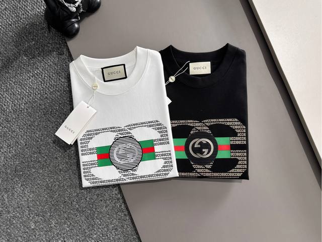 Gucci 古奇 2025春夏新品 三标齐全 圆领纯棉短袖T恤 好货不用过多介绍 看细节 专柜码数：M-Xxxl 175 140建议L