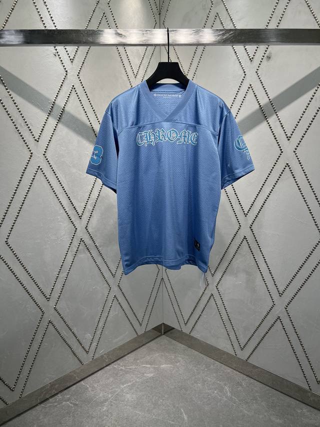 克罗心新款双层网眼面料冰球服套装，男女同款梵文标识印花V领T恤 码数：S.M.L