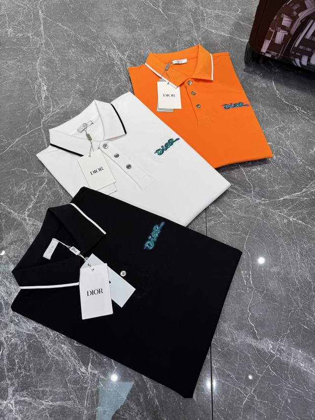 Dior 25Ss春夏新款网眼珠地棉布翻领短Tee，男士经典标识刺绣商务休闲短袖Polo衫！贸易公司渠道稀出，同步官网发售！全新一季高端重磅级臻品，属于明星级的
