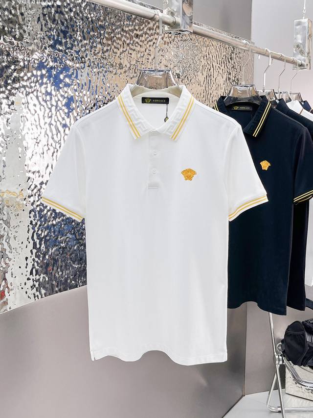 范思哲 2025Ss夏季新款字母Logo男士翻领Polo衫！经典商务男款，高端男装的天花板级别的商务男款！简约时尚大气不失优雅，单穿内搭体面过人，品质控 细节控