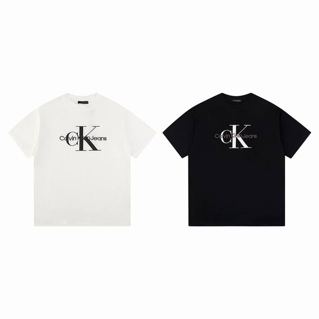 Kd418# Ck印花刺绣宽松版型 纯棉260G双纱面料！ 码数：S M L Xl 高质量 颜色：黑，白 尺码
