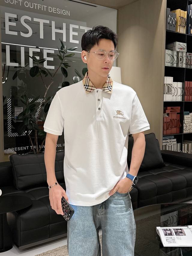巴宝莉 2025Ss夏季新款 Logo男士翻领Polo衫！经典商务男款，高端男装的天花板级别的商务男款！简约时尚大气不失优雅，单穿内搭体面过人，品质控 细节控的