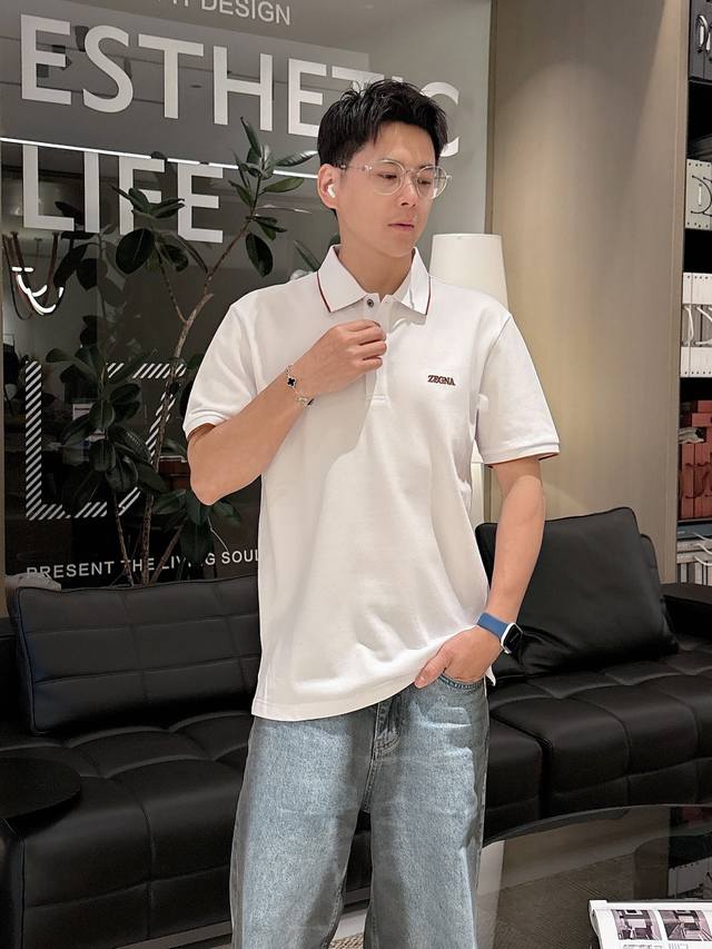 杰尼亚 2025Ss夏季新款 Logo男士翻领Polo衫！经典商务男款，高端男装的天花板级别的商务男款！简约时尚大气不失优雅，单穿内搭体面过人，品质控 细节控的