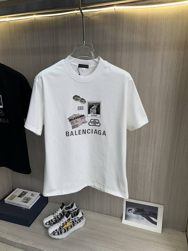 Balenciaga巴黎世家 2025Ss春夏高品质纯棉短袖T恤，顶级原单品质，当下最新工艺要求，顶级订单要求车线做工，超级好搭配，顶级定制，搭配整件细节 ，品