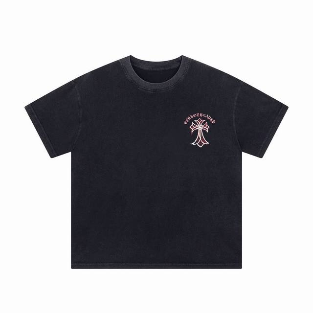 新款短袖 6696 Chrome Hearts｜克罗心25Ss夏季新款高街风十字架印花情侣短袖重工水洗炒花做旧短袖T恤 面料：定织定染280克精棉双纱面料 工艺