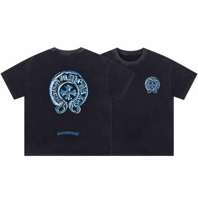 新款短袖 6697 Chrome Hearts｜克罗心25Ss夏季新款高街风十字架印花情侣短袖重工水洗炒花做旧短袖T恤 面料：定织定染280克精棉双纱面料 工艺