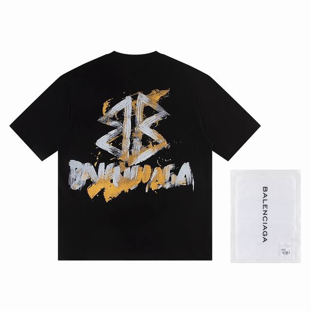款号6702 重磅面料300克双纱Balenciaga巴黎世家流体字母经典款印花短袖 从面料到辅料全部跟足Zp 进口松井公司浆料印花绝不开裂 三标齐全 原版包装