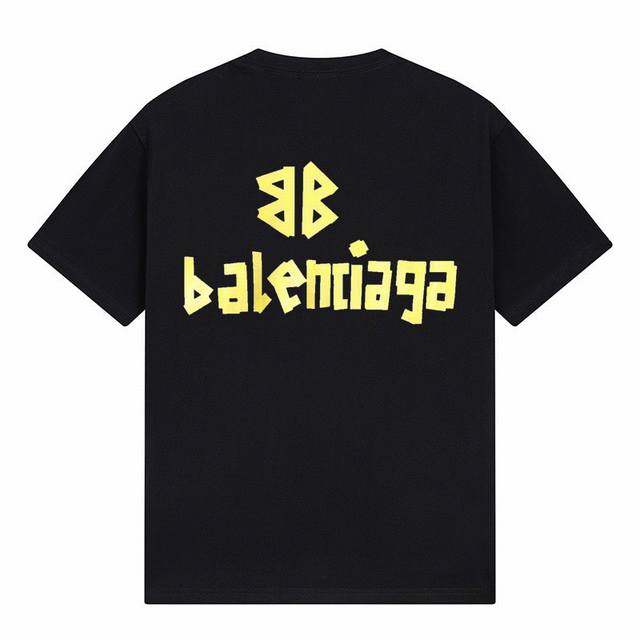 新款短袖 6619 Balenciaga巴黎世家字母胶布字母印花短袖 宽松版型 采用300克精梳棉双纱 从面料到辅料全部三标齐全跟足Zp 进口松井公司浆料印花绝