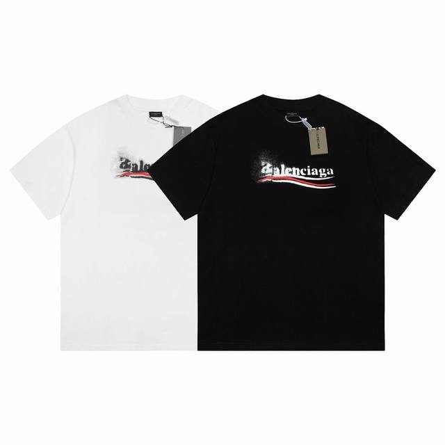新款短袖 6618 Balenciaga巴黎世家经典涂鸦可乐印花短袖 宽松版型 采用300克精梳棉双纱 从面料到辅料全部三标齐全跟足Zp 进口松井公司浆料印花绝