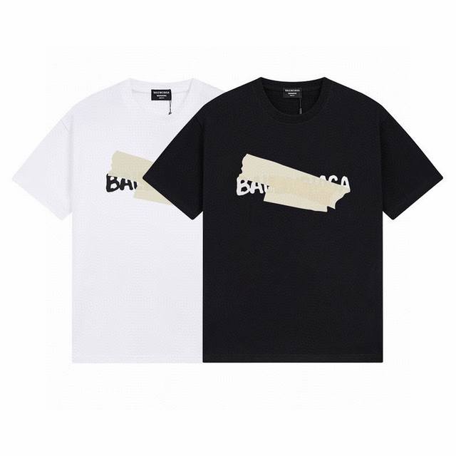 新款短袖 6620 Balenciaga 巴黎短袖 Logo标识印花 精致升级。短袖T恤 原版面料 官方同款 定制300克同缸染面料 手感非常舒服 春夏最新砖柜