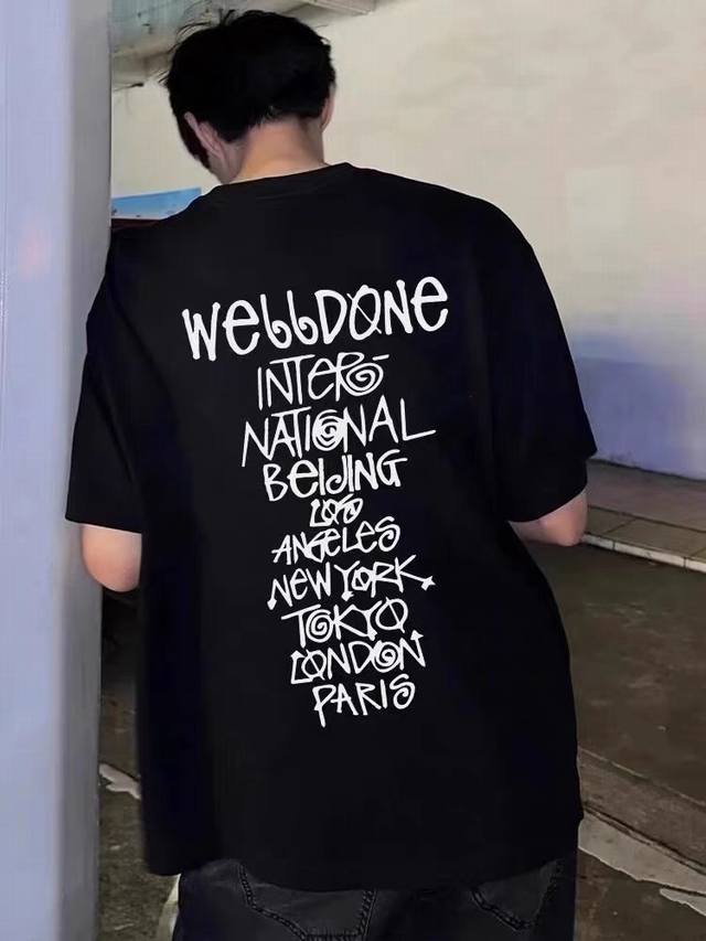 新款短袖 6680 Welldone 印花短袖 胸前有标志性的图案Logo Welldone原版面料 网红 明星同款 高版本 高品质纯棉面料非常舒服 时尚又个性