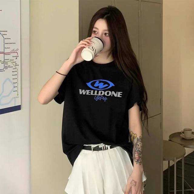 新款短袖 6679 Welldone 印花短袖 胸前有标志性的图案Logo，。Welldone原版面料 网红 明星同款 高版本 高品质纯棉面料非常舒服 时尚又个