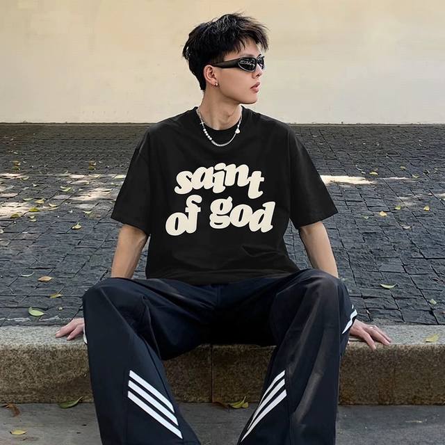 新款短袖 款号 6601 Fog Fear Of Godcheng×Saint联名发泡短袖 黑色 S M L Xl