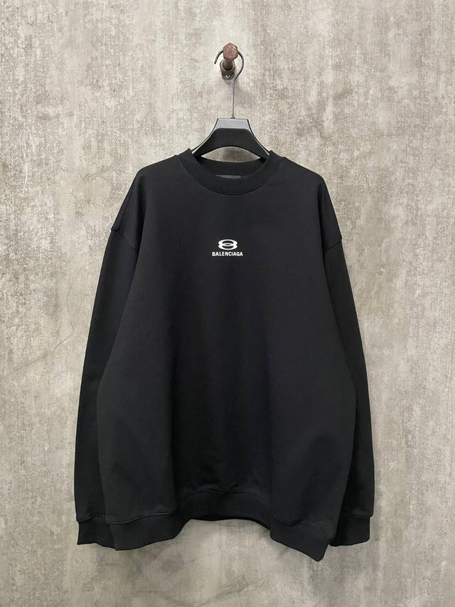 新款L112 毛圈 加绒 Balenciag* 巴黎世家 秋冬新款 混合Logo印花字母 专柜宽松版型 400克高克重纯棉毛圈面料 圆领套头卫衣 颜色：黑色 码