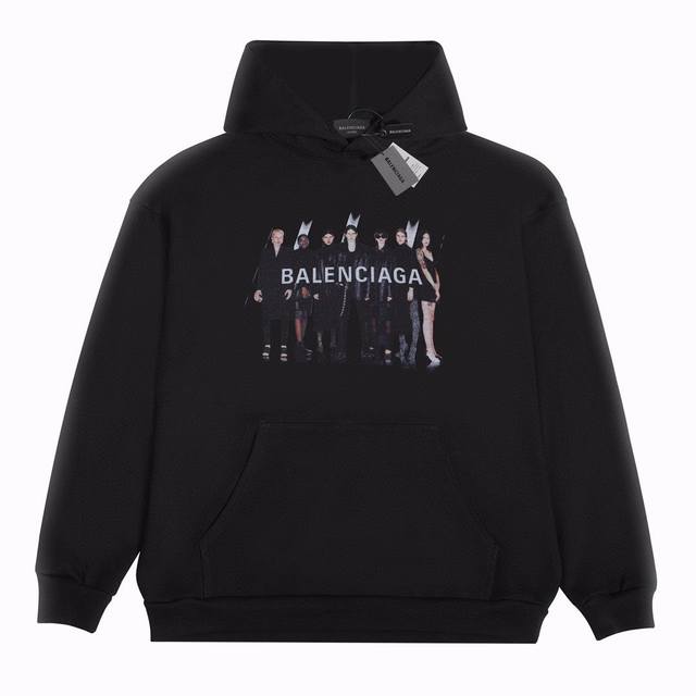 卫衣更新 毛圈 加绒 爆款款号：162 Balenciaga 巴黎世家乐队人像印花复古圆领卫衣Oversized版型男女同款，遮肉显瘦！胸前乐队人像立体的胶印，