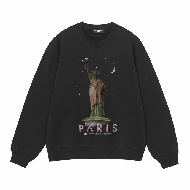 卫衣新款 款号L81 毛圈 加绒58 Balenciaga巴黎世家 时装周爆款圆领卫衣 男女同款某宝爆款 印花：印花材料采用安全环保无毒婴儿认证的材料；印花轮廓