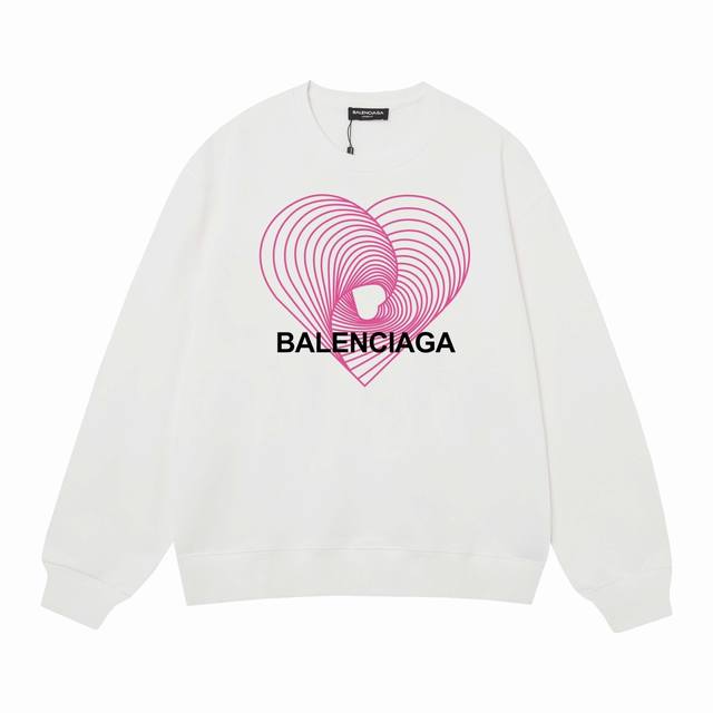 卫衣新款款号L78毛圈 加绒58 Balenciaga巴黎世家 情人节限定爆款圆领卫衣 男女同款某宝爆款 印花：印花材料采用安全环保无毒婴儿认证的材料；印花轮廓