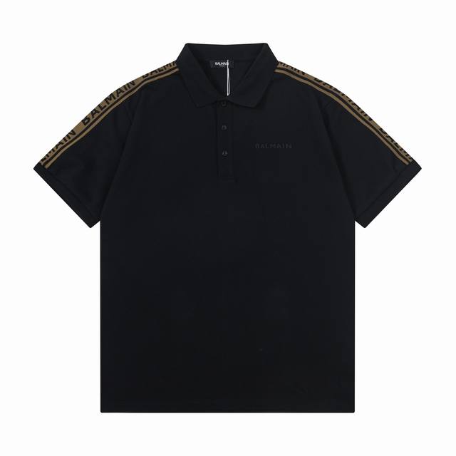 Balmain 巴尔曼 翻领Polo衫 织带手袖字母胸口Logo硅胶小标工艺设计 官方同步 商务首选 时尚个性 百搭潮流 纯原品质 原版面料 吊牌 领标 水洗麦