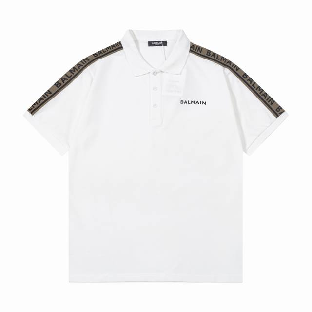Balmain 巴尔曼 翻领Polo衫 织带手袖字母胸口Logo硅胶小标工艺设计 官方同步 商务首选 时尚个性 百搭潮流 纯原品质 原版面料 吊牌 领标 水洗麦