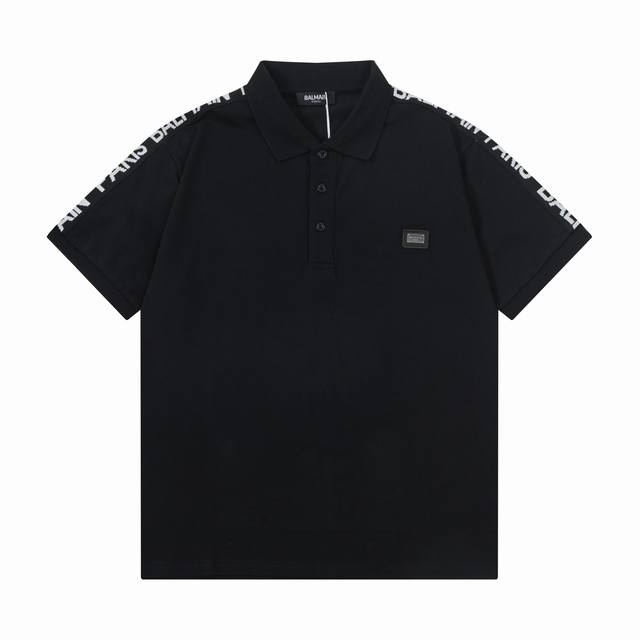 Balmain 巴尔曼 翻领Polo衫 五金铁牌字母Logo徽章织带手袖拼接 官方同步 商务首选 时尚个性 百搭潮流 纯原品质 原版面料 吊牌 领标 水洗麦 三