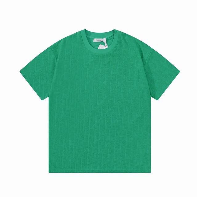 Dior迪奥 Cd字母暗纹提花 Logo标识精致升级，灵感源自八十年代复古 毛巾 原版面料 官方同款 短袖T恤 定制260克同缸染面料 手感非常舒服 春夏最新砖