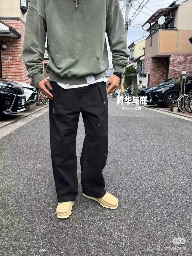 5005# Ancellm25S新款Ac长裤. 日本品牌冈山创立Ancellm品牌.水洗手工油漆泼墨工艺. 双褶设计.日产油漆泼墨休闲裤，百分百全棉面料.宽松裤