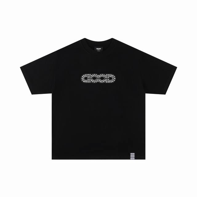 Goodbrand Ss24组合色亮片纯棉短袖T恤 320克纯棉双纱 前后烫钻 颜色：黑色 码数：S M L Xl